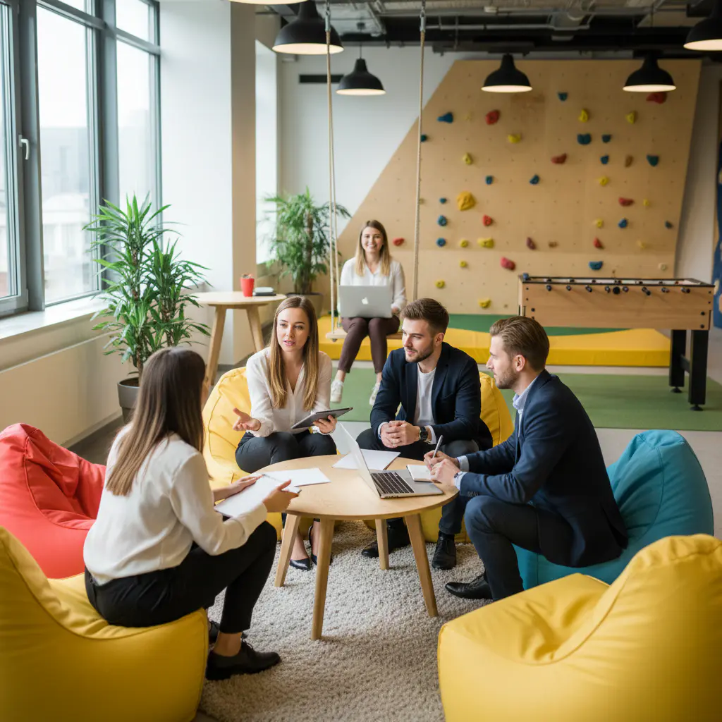 Team meeting in play area