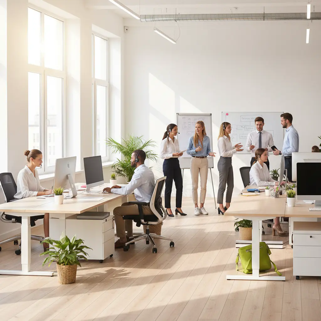 Support team working in office